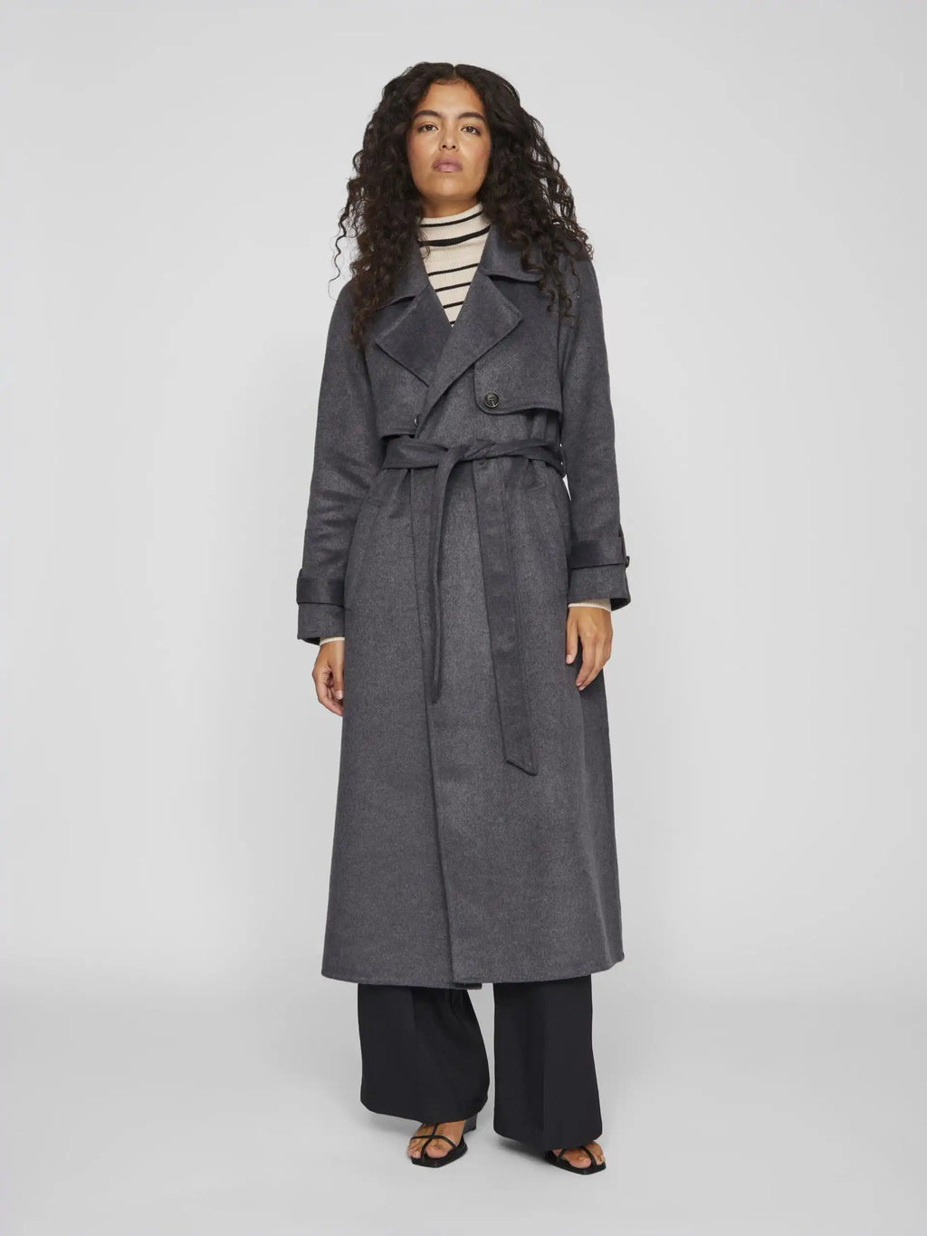 Long Coat ROUGE BY VILA Vizia Dark Gray Melange FREE Delivery Boutique Access Nykita