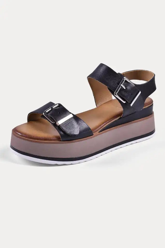 Sandales compensees INUOVO 983009 Black Noir Livraison GRATUITE Boutique Access Nykita