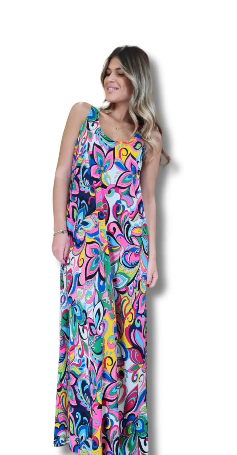 Robe longue débardeur Imprimé Multicolore
