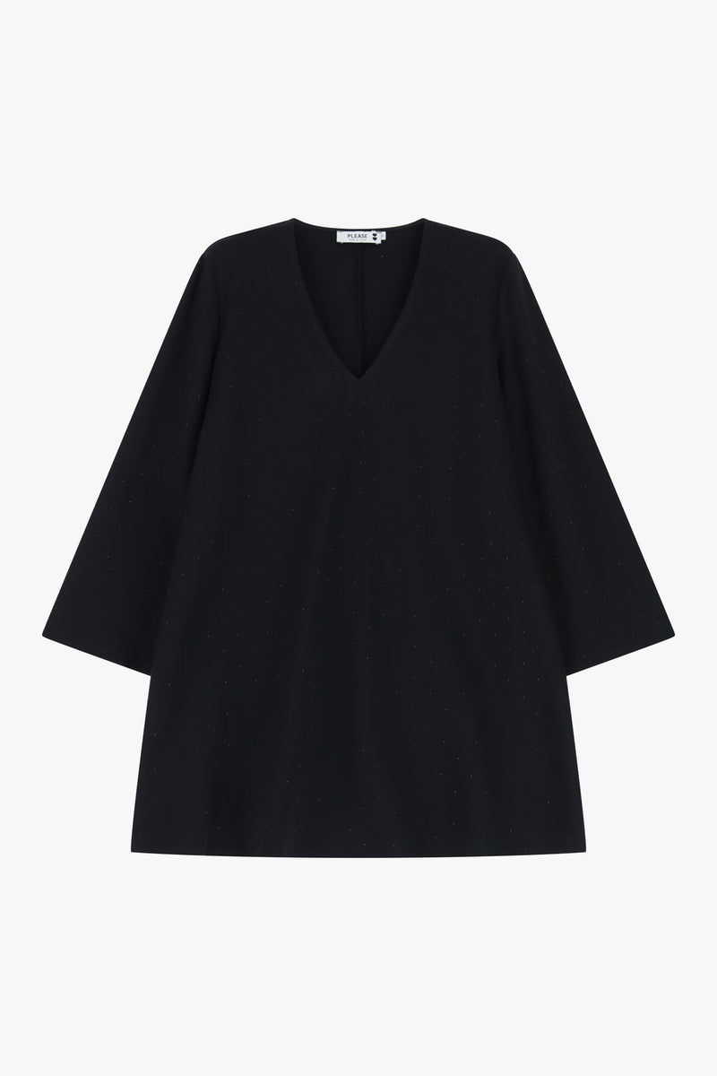 Robe noire évasée col V Please