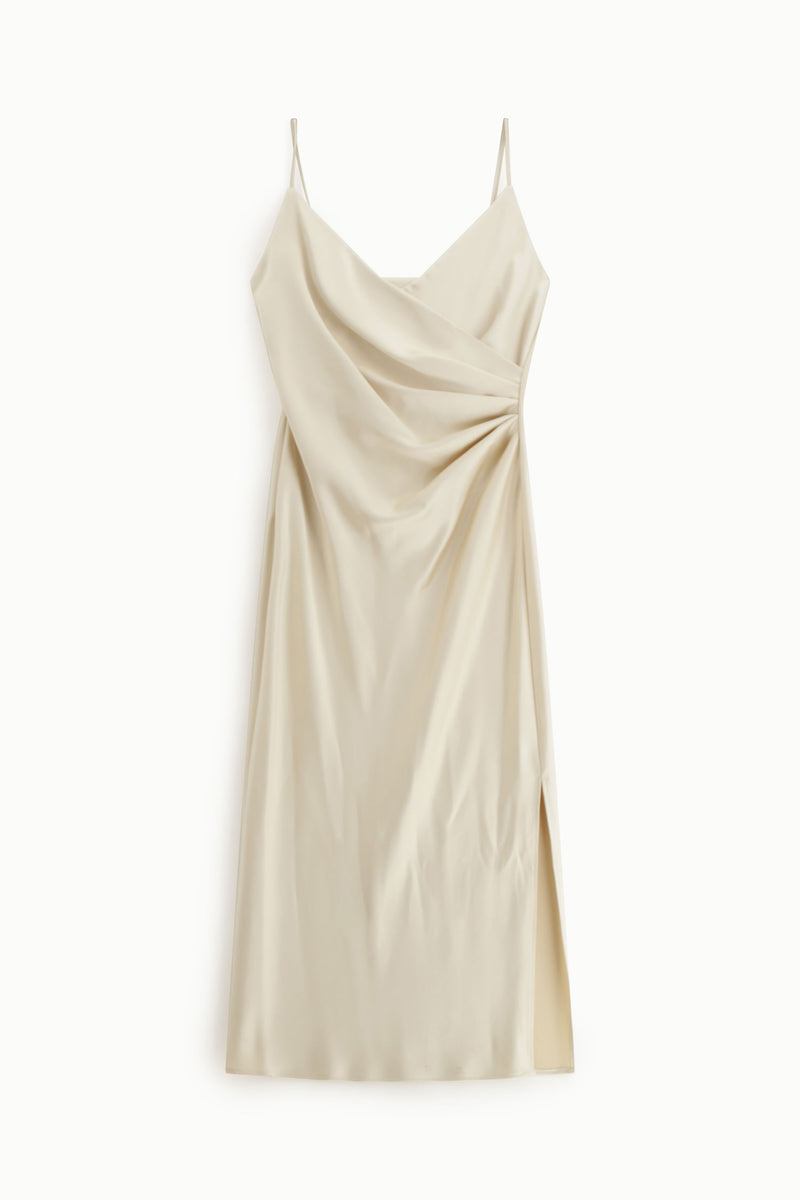 Robe longue Imperial écru drapée à fines bretelles