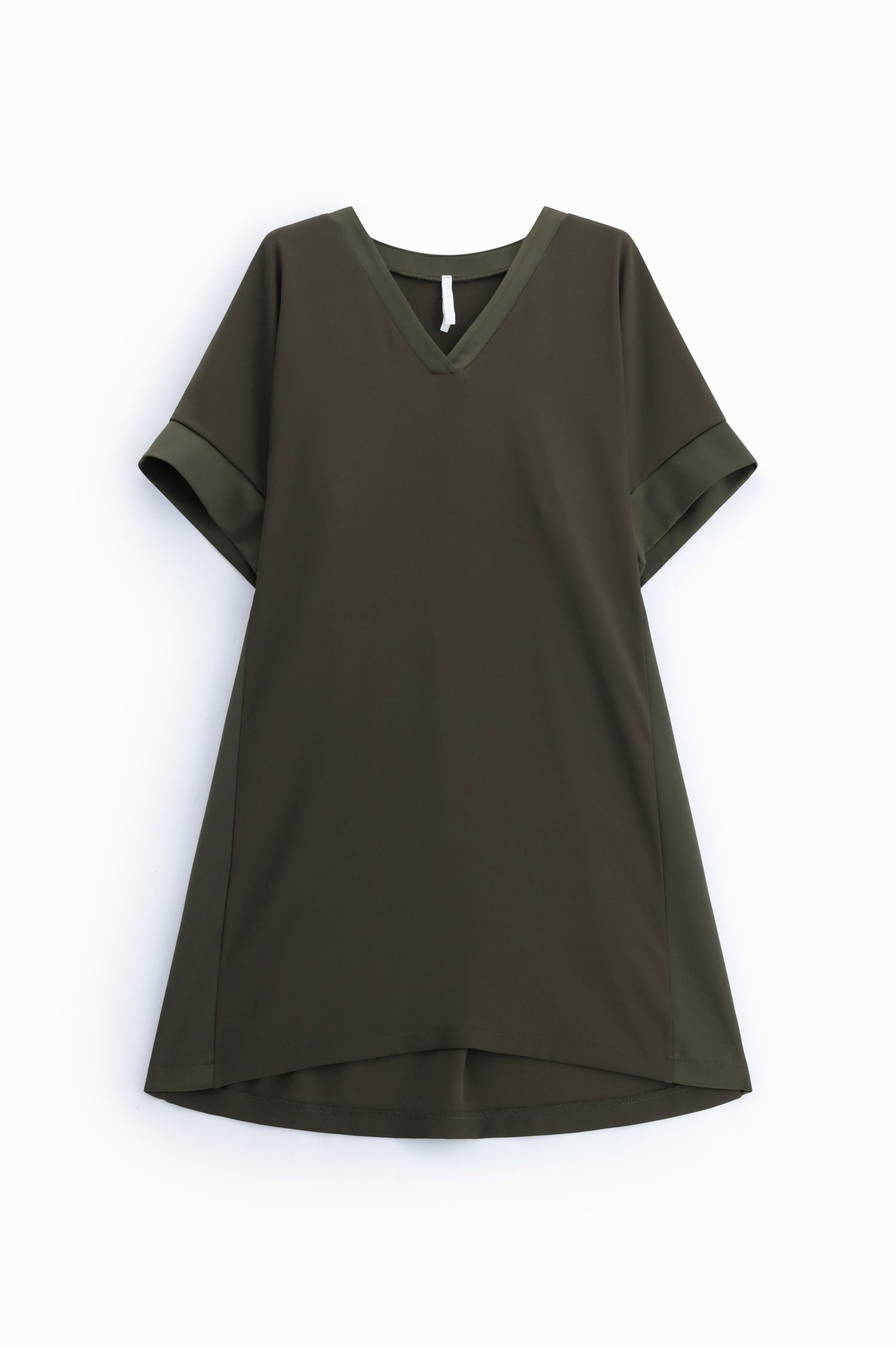 Robe courte Imperial kaki à col V et manches courtes