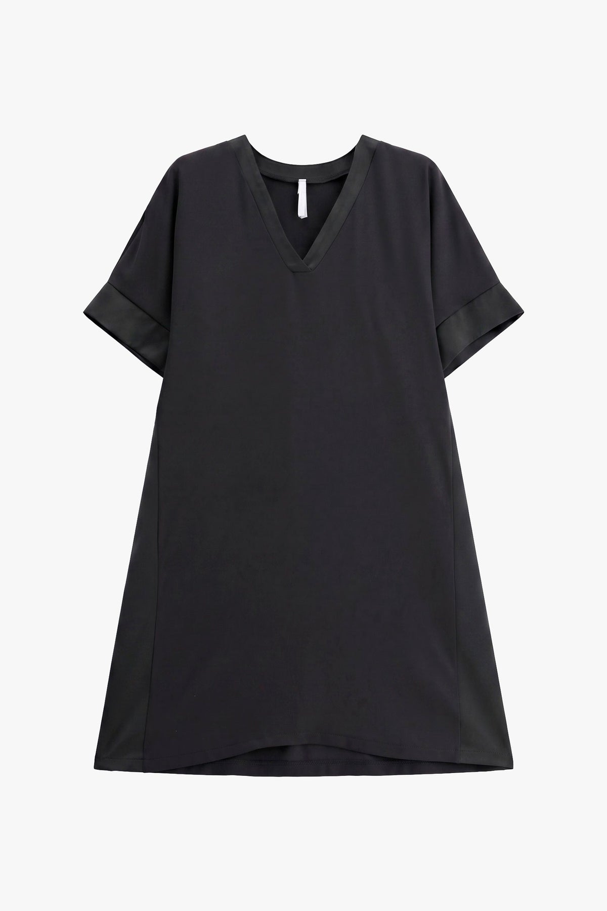 Robe courte Imperial Noir à col V et manches courtes