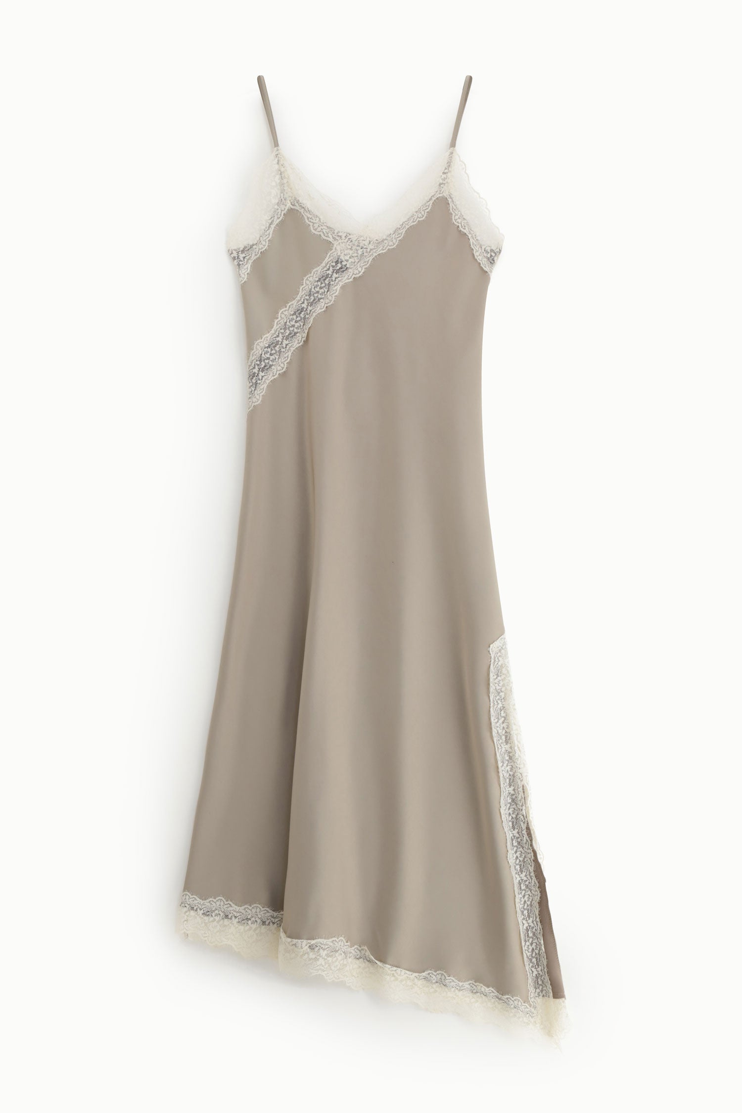 Robe midi Imperial à bretelles détails dentelle Beige