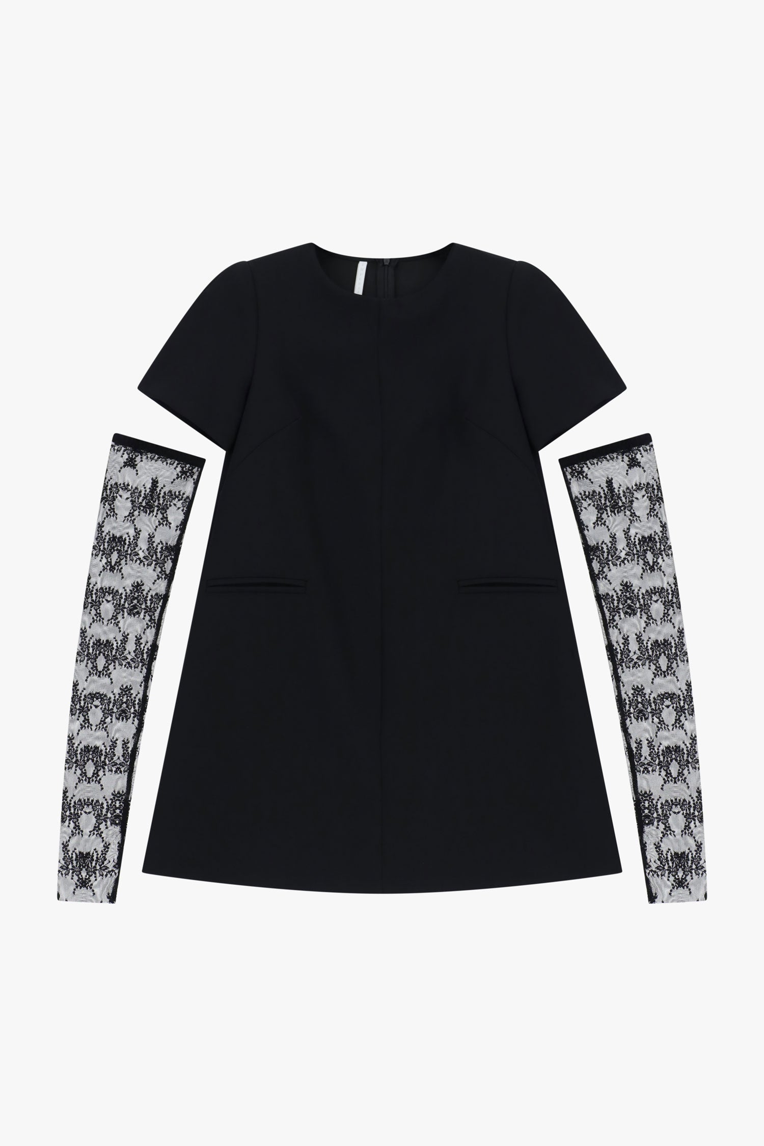 Robe courte Imperial manches courtes inserts dentelle Nero