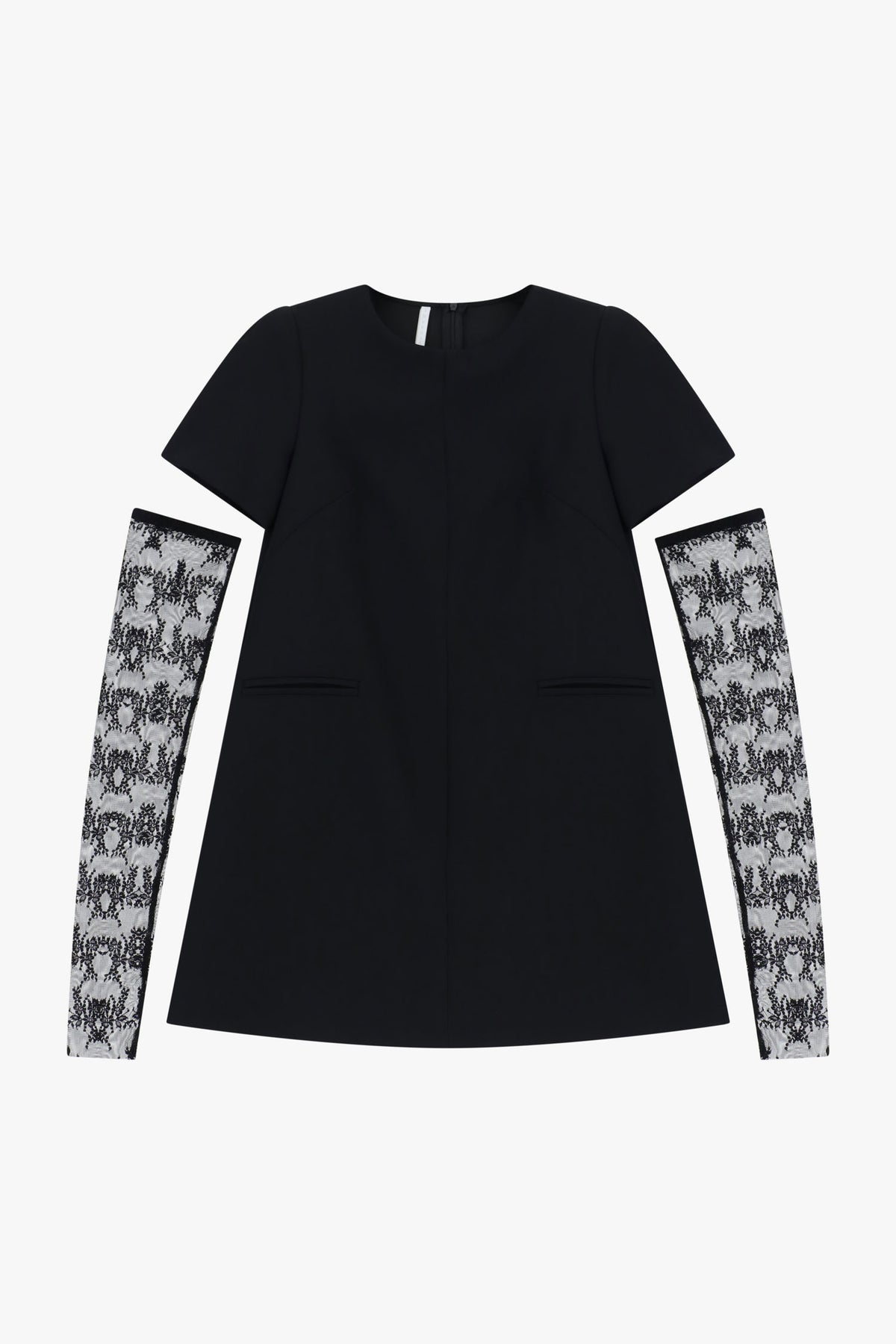 Robe courte Imperial manches courtes inserts dentelle Nero