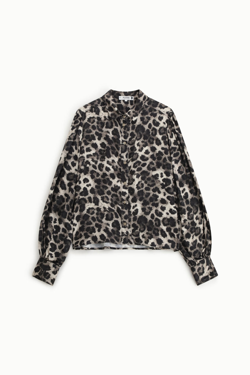 Chemise léopard fluide Please Beige / Nero
