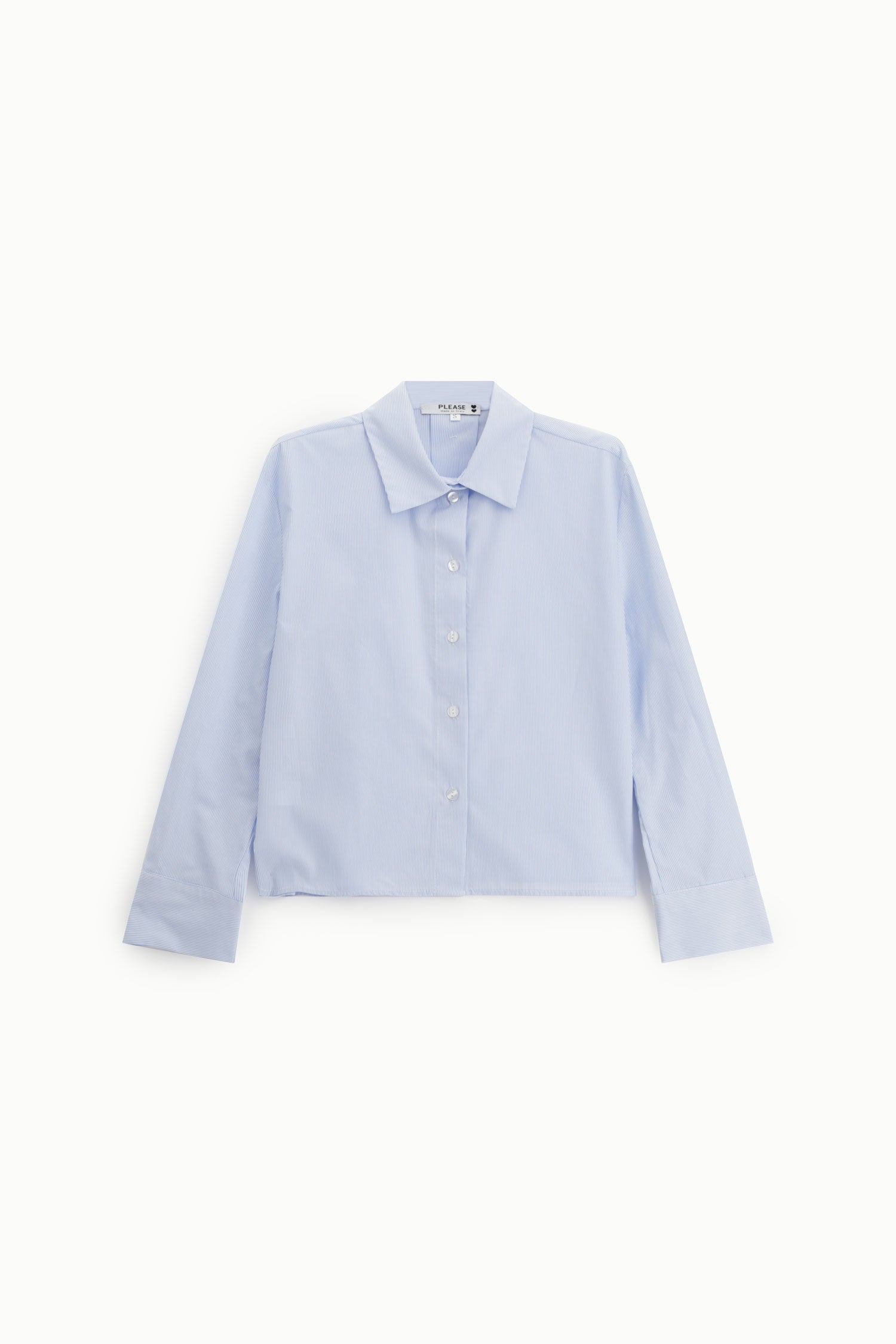 Chemise courte Please bleu ciel à manches longues
