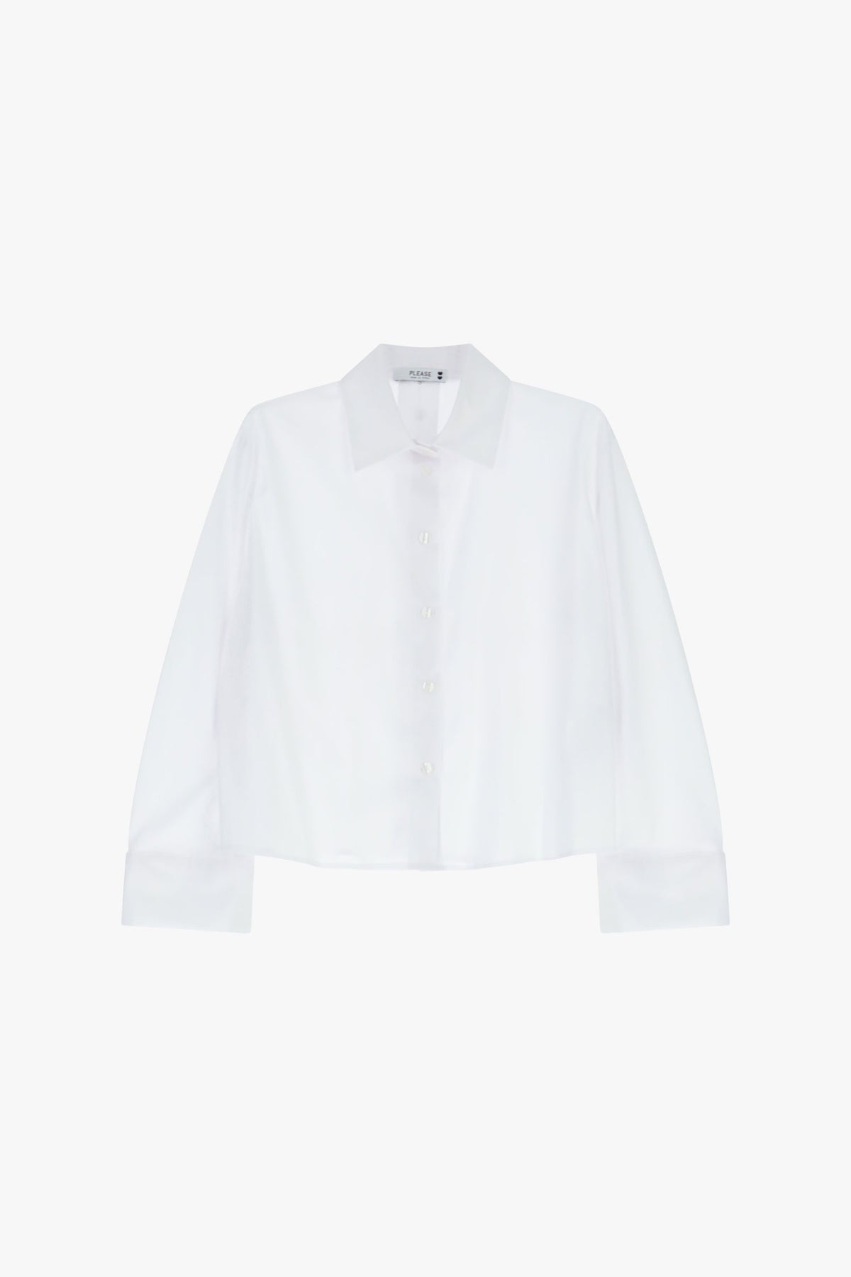 Chemise courte Please blanche manches longues
