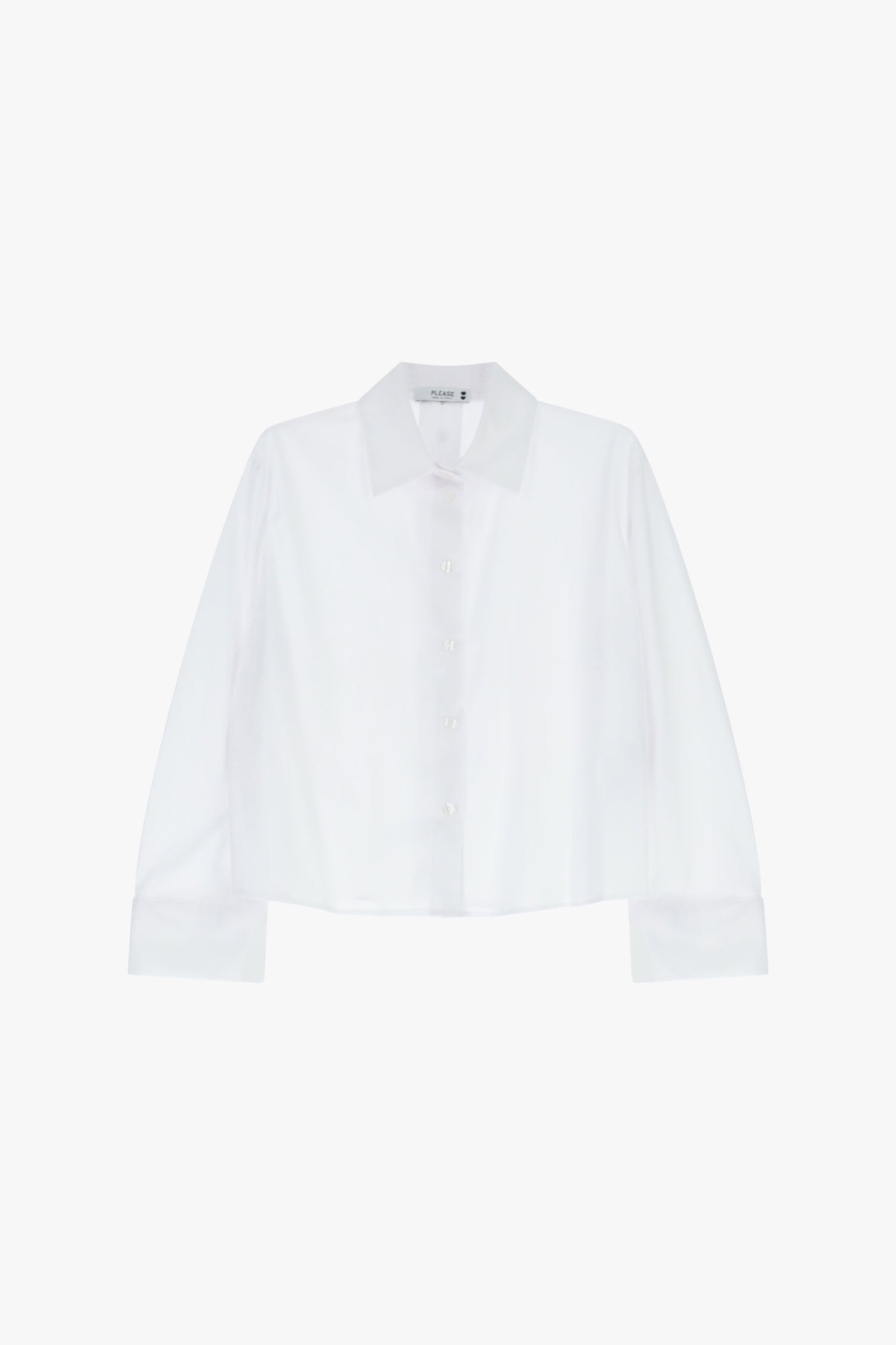 Chemise courte Please blanche manches longues