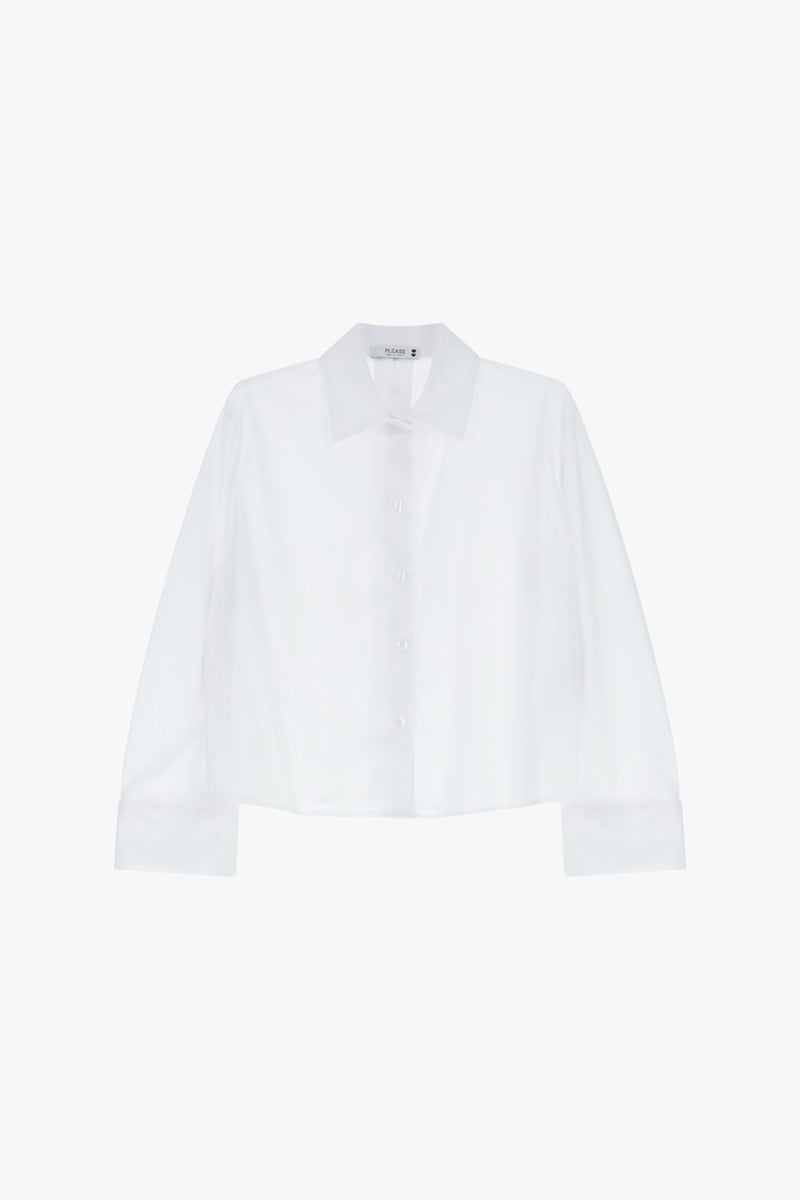 Chemise courte Please blanche manches longues