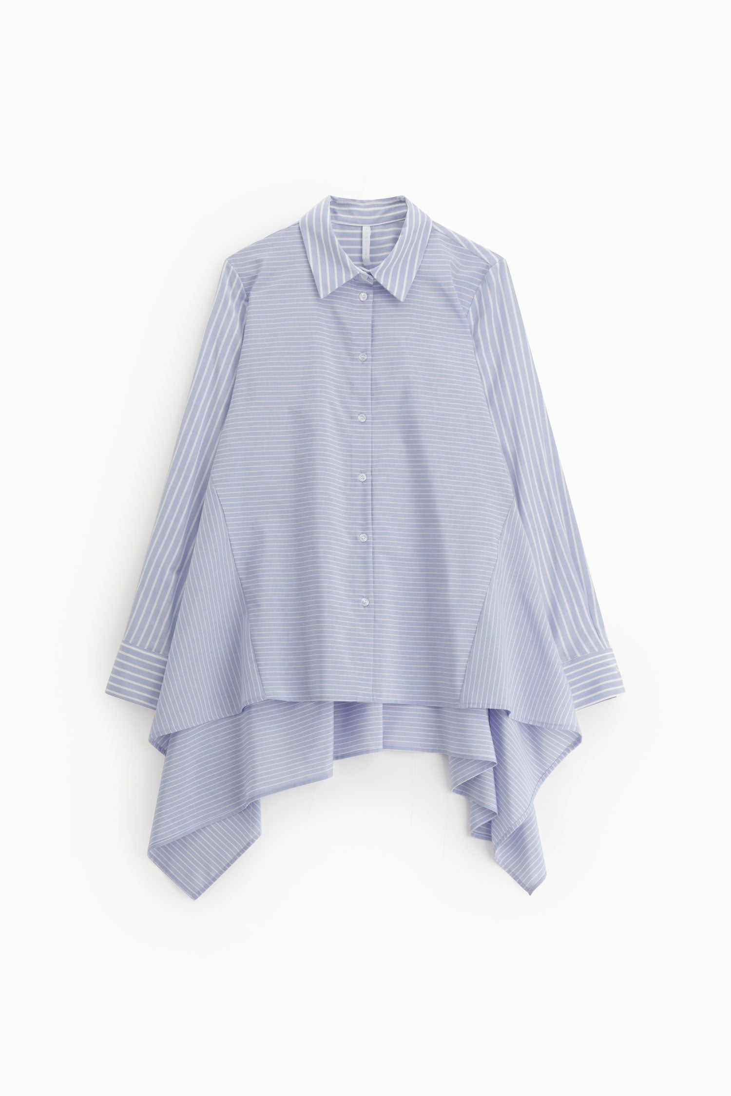 Chemisier Imperial rayé bleu clair asymétrique à manches longues