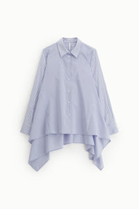 Chemisier Imperial rayé bleu clair asymétrique à manches longues