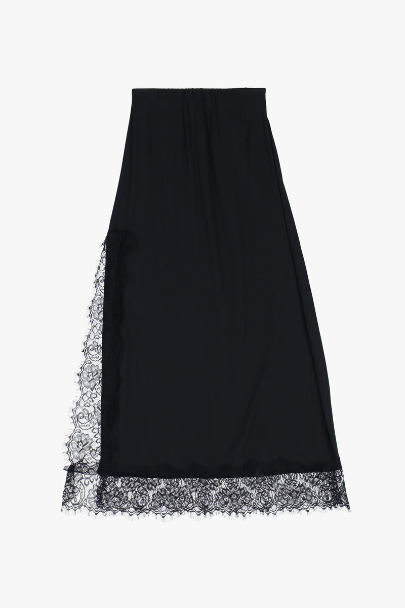 Jupe longue Dixie noire avec dentelle
