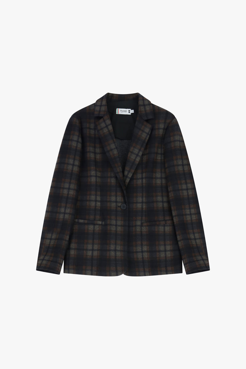 Blazer à carreaux Please marron et noir