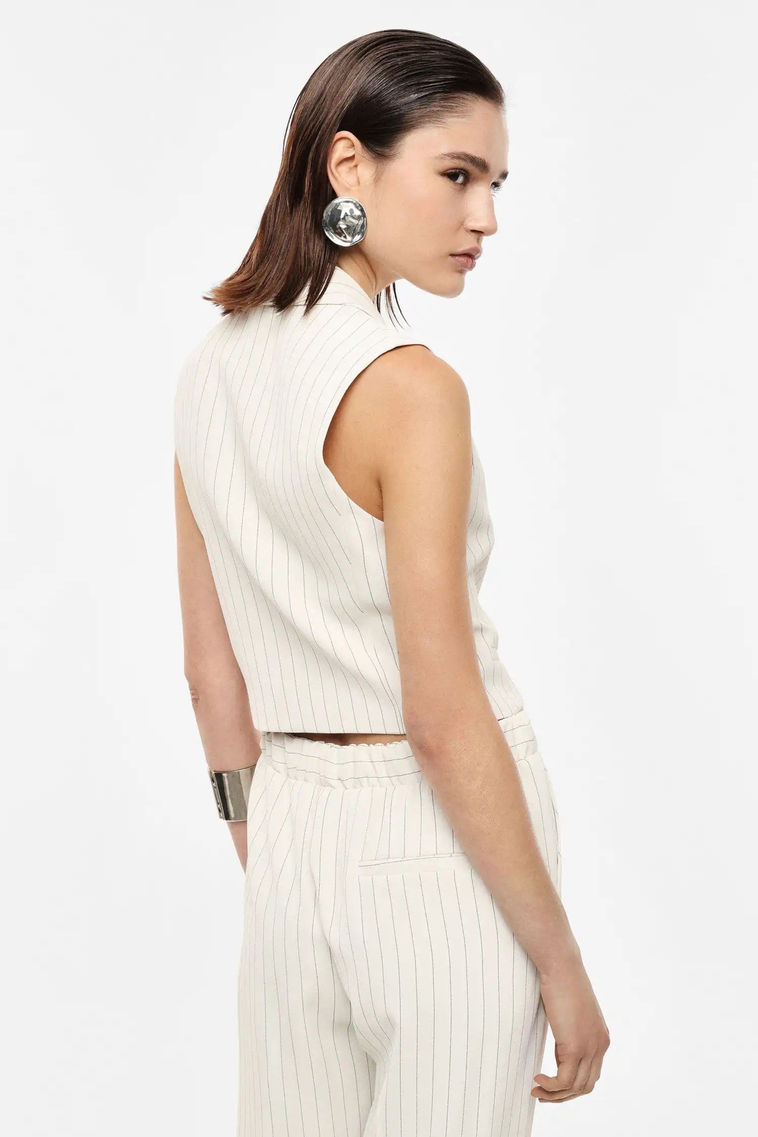 Gilet tailleur sans manche rayé Imperial PANNA