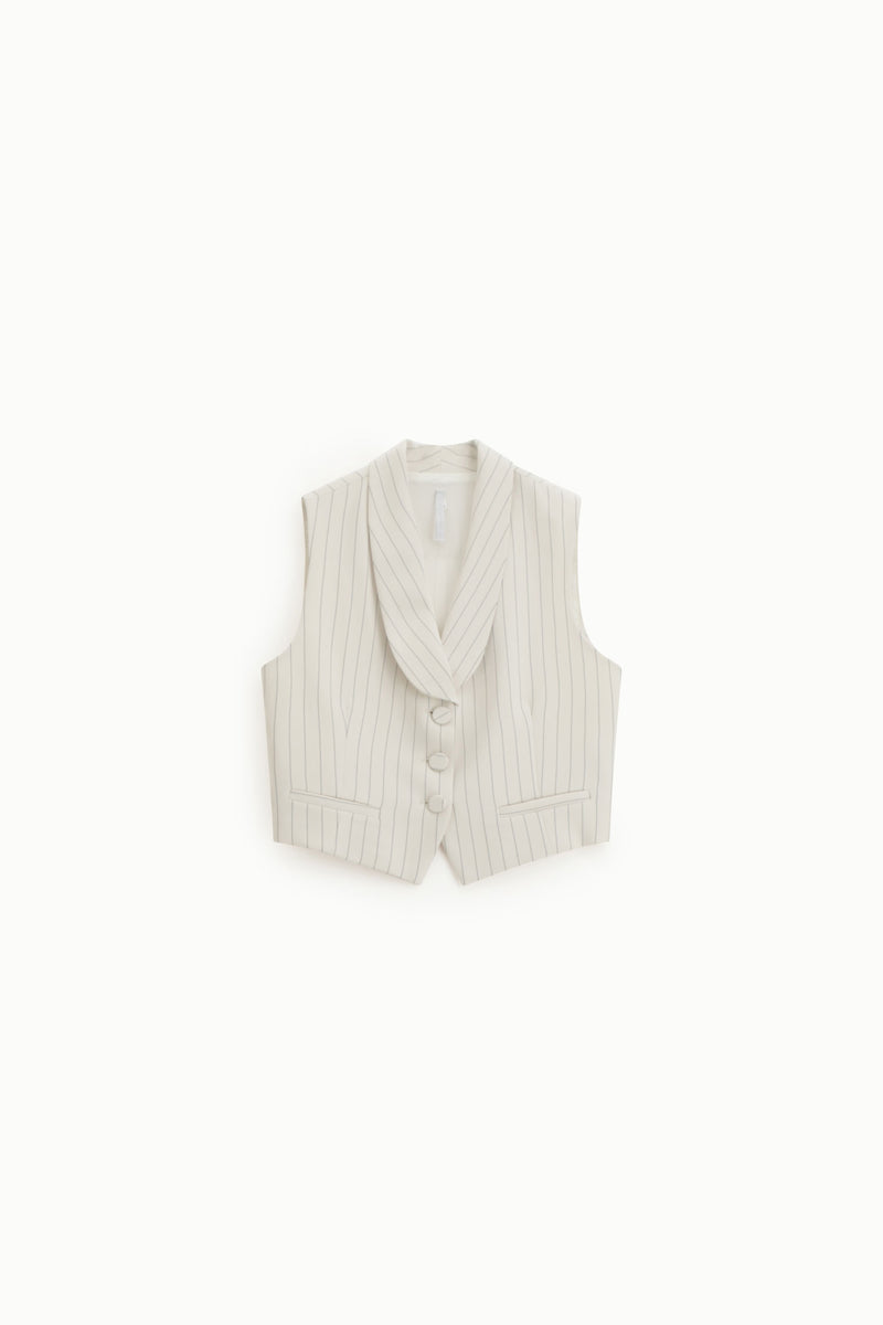 Gilet tailleur sans manche rayé Imperial Blanc