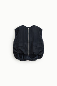 Gilet zippé Imperial sans manches à fines rayures bleu foncé