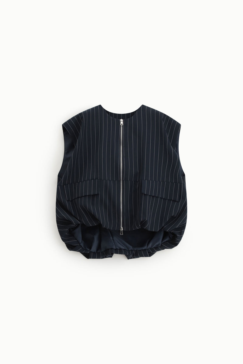 Gilet zippé Imperial sans manches à fines rayures bleu foncé