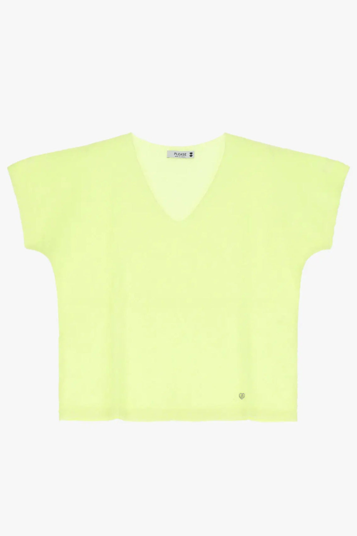 Pull manches courtes Please Giallo Fluo