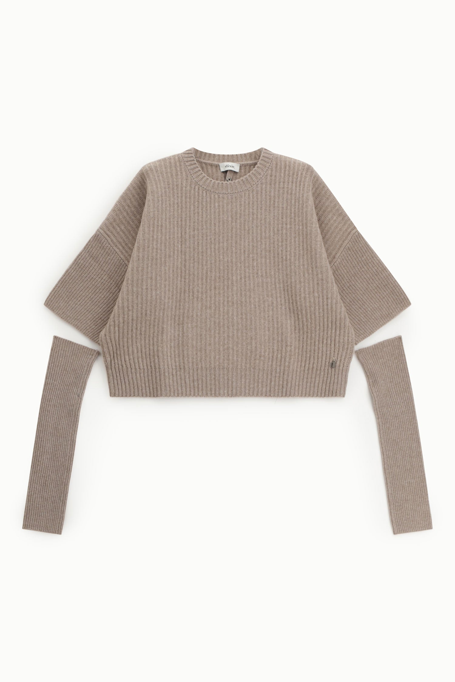 Pull court Dixie maille côtelée à manches longues Beige