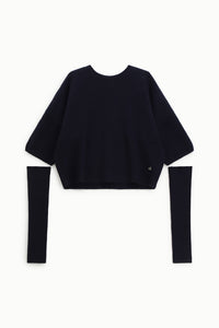 Pull court Dixie maille côtelée à manches longues Blu