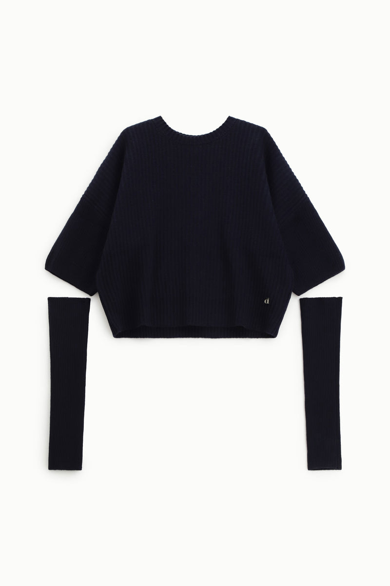 Pull court Dixie maille côtelée à manches longues Blu