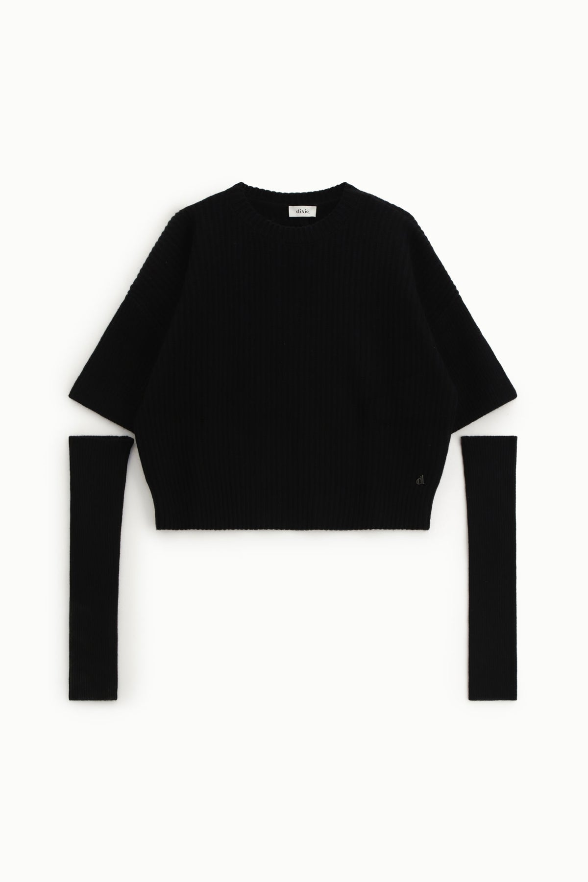 Pull court Dixie maille côtelée à manches longues Nero