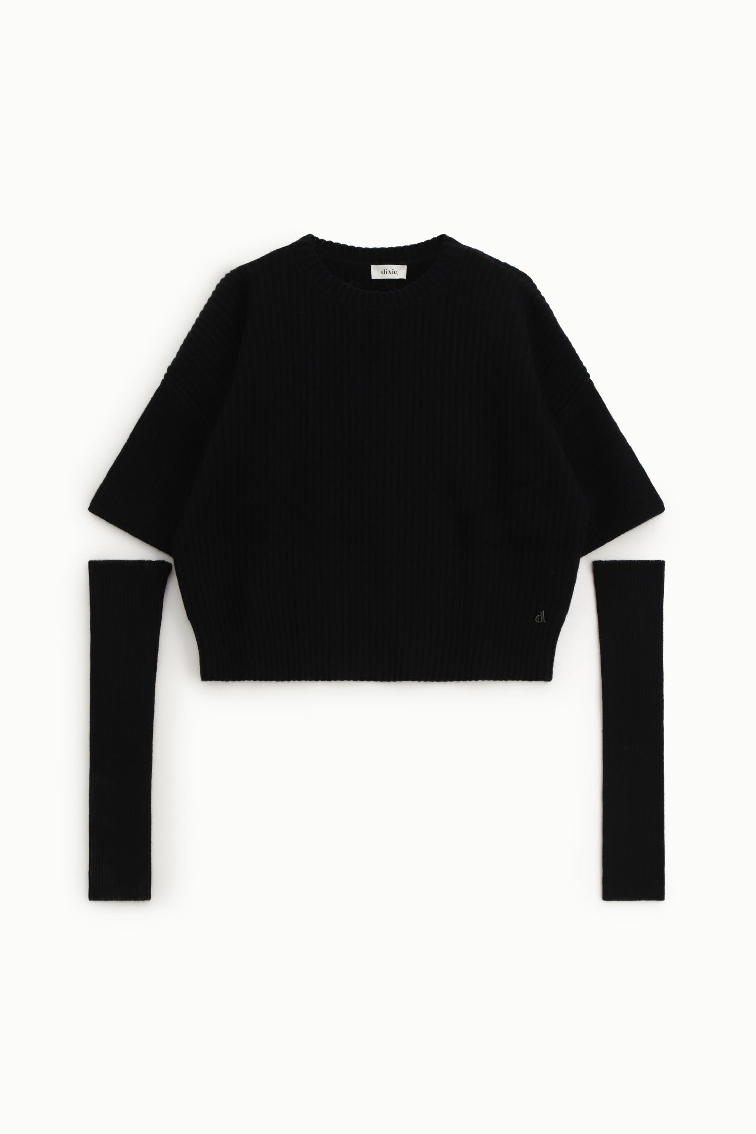 Pull court Dixie maille côtelée à manches longues Nero