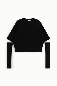 Pull court Dixie maille côtelée à manches longues Nero