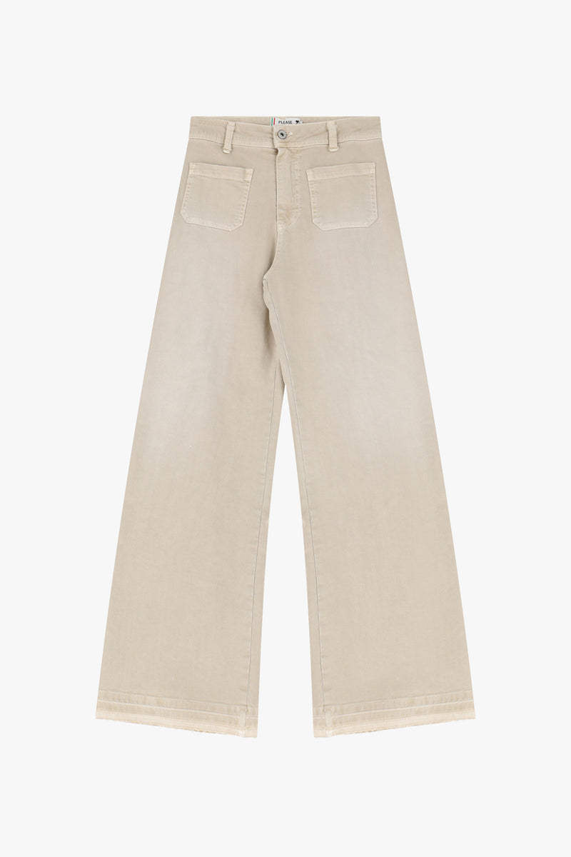 Pantalon large Please poches avant Beige