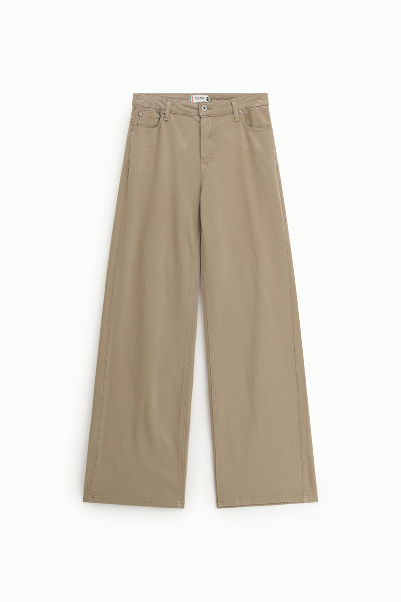 Pantalon large Please taille haute Taupe
