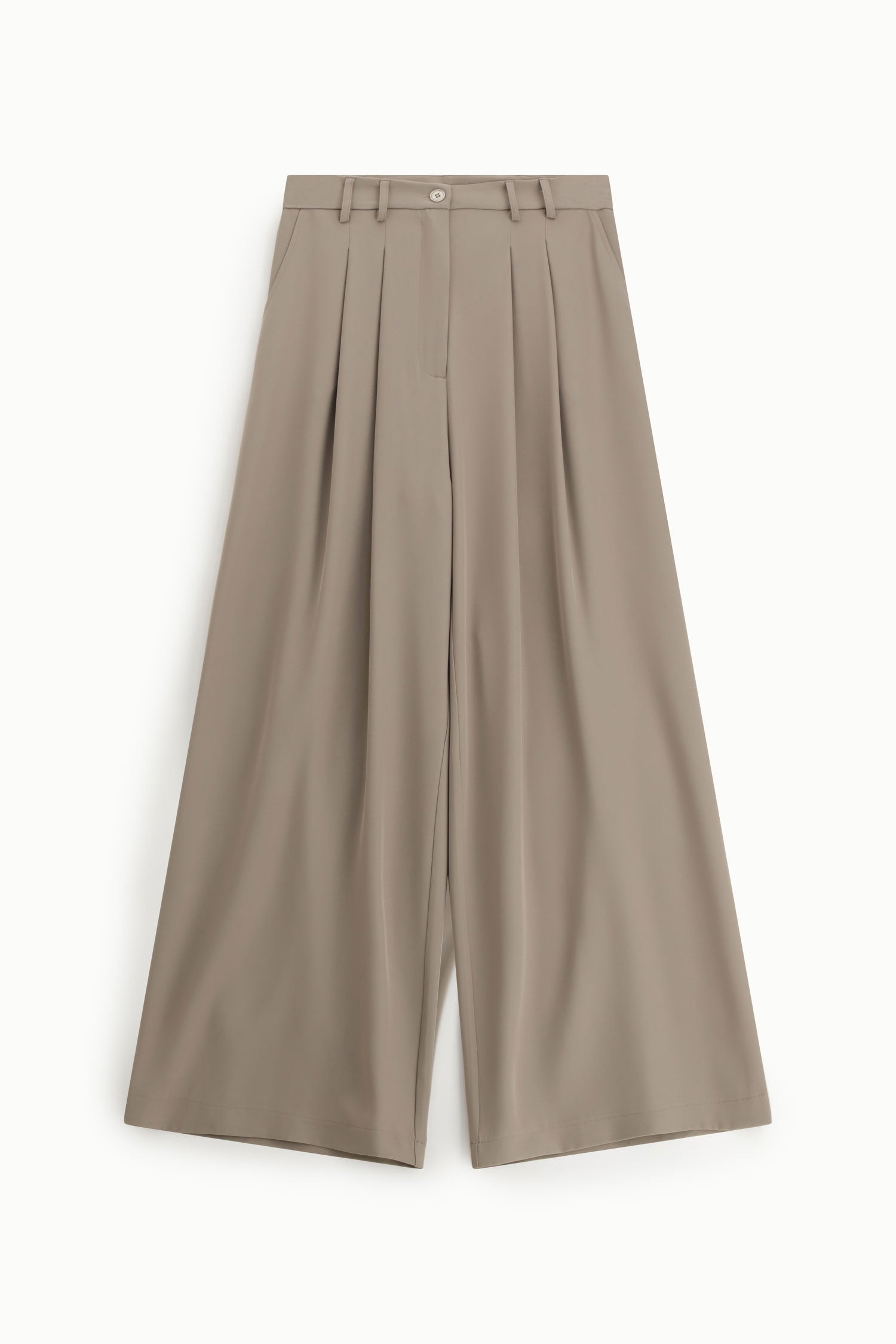 Pantalon large Imperial beige taille haute fluide