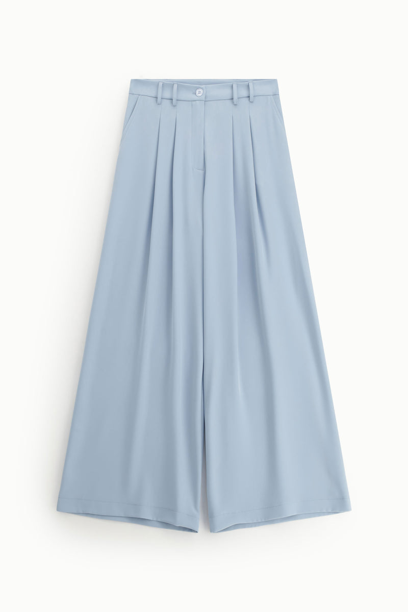 Pantalon large Imperial bleu clair taille haute fluide