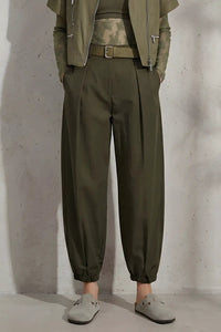 Pantalon cargo Imperial Kaki taille haute ceinturé