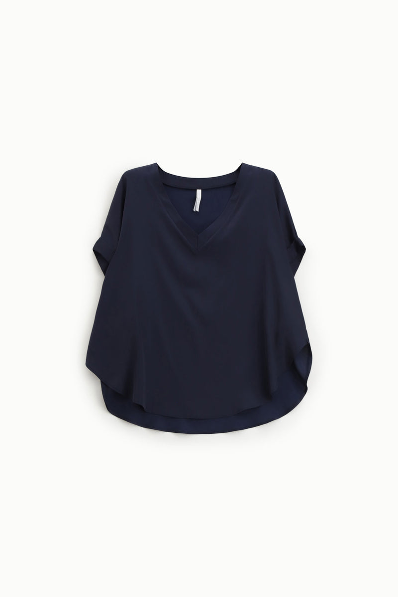 Blouse fluide Imperial col V manches courtes Navy