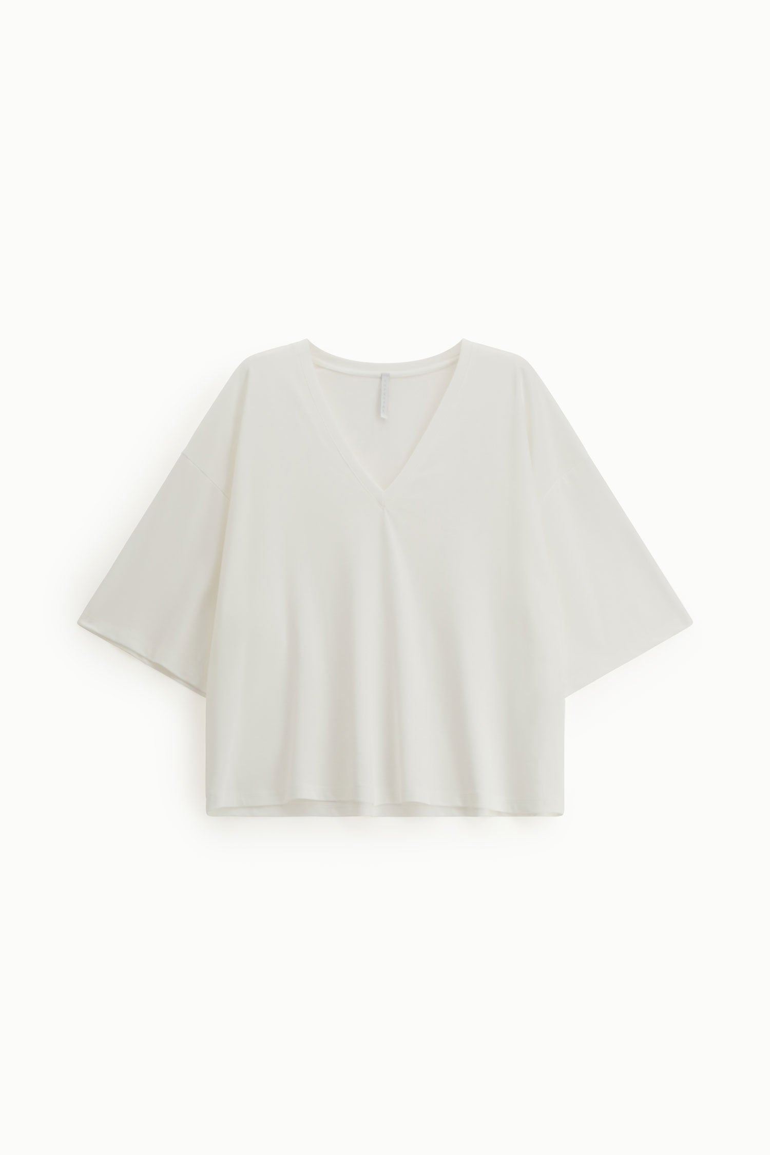 Top fluide Imperial écru à col V et manches courtes