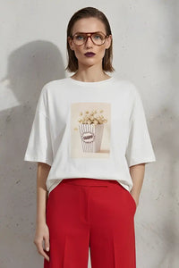 T-shirt oversize imprimé pop-corn Imperial Blanc