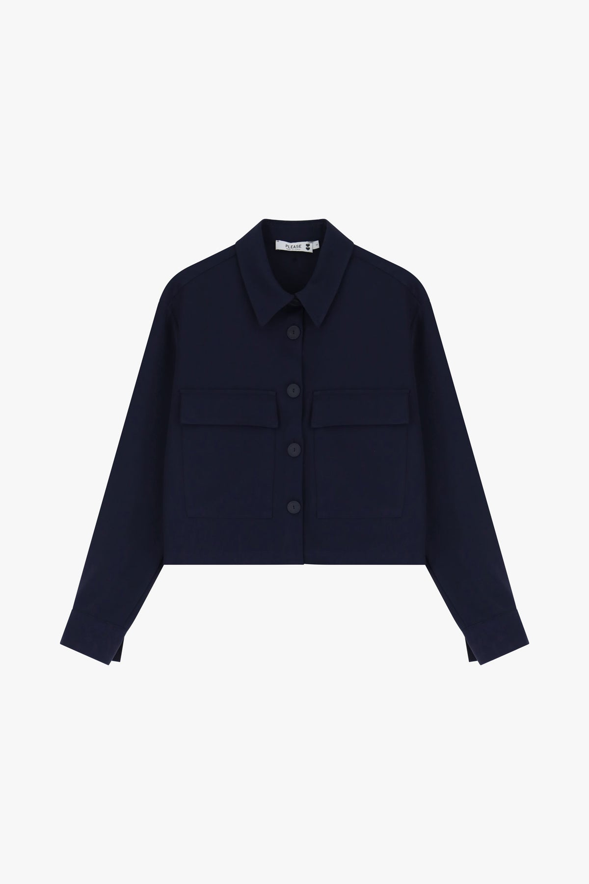 Veste courte Please marine à poches plaquées