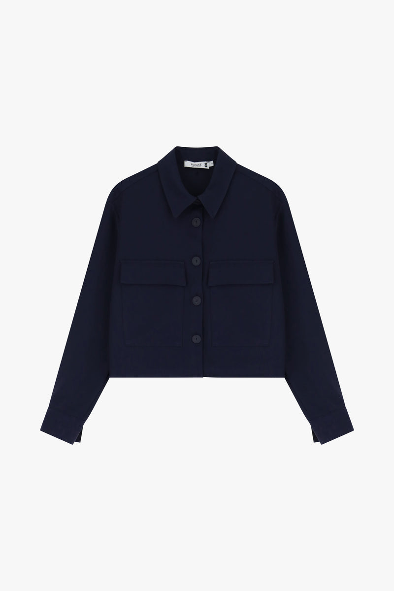 Veste courte Please marine à poches plaquées