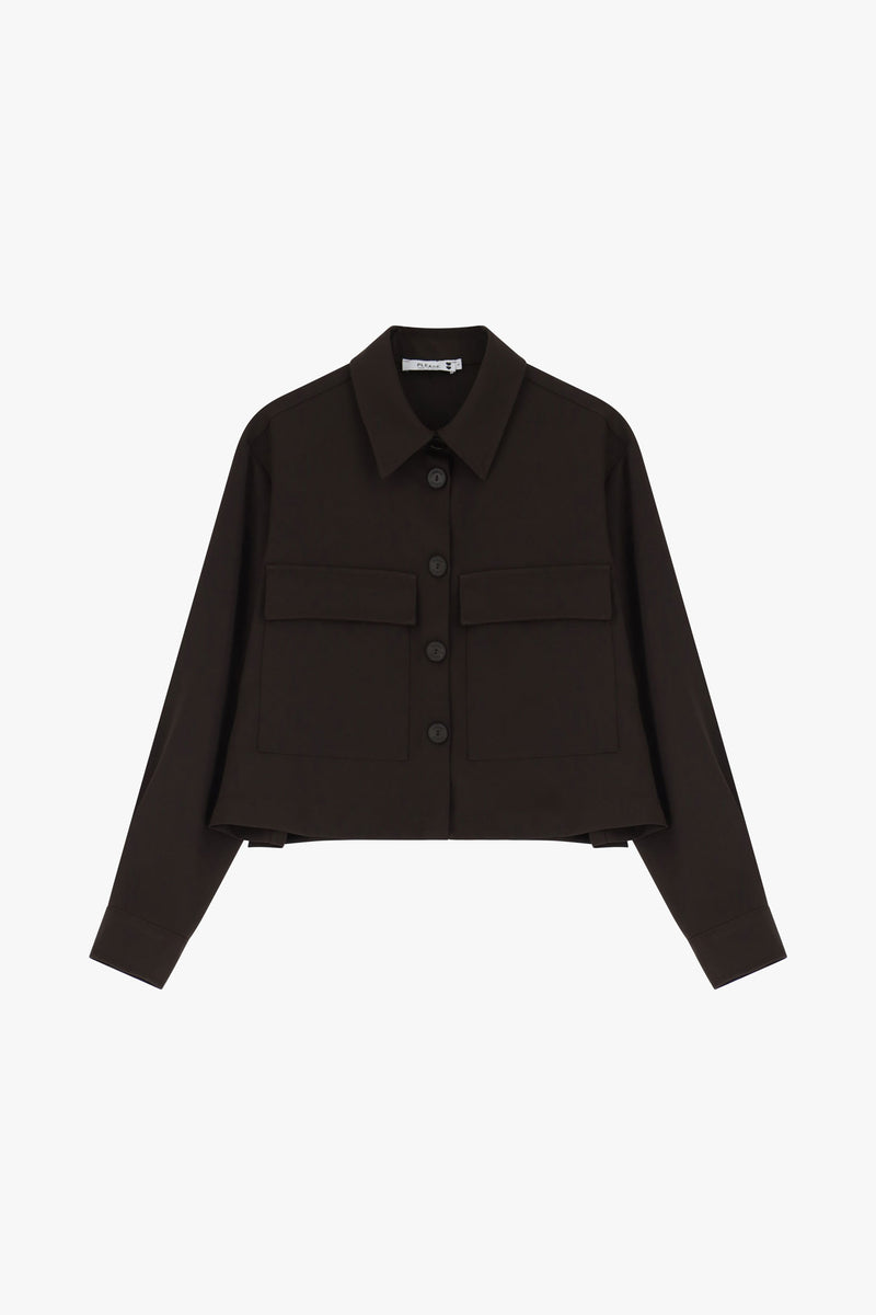 Veste courte Please marron à poches plaquées