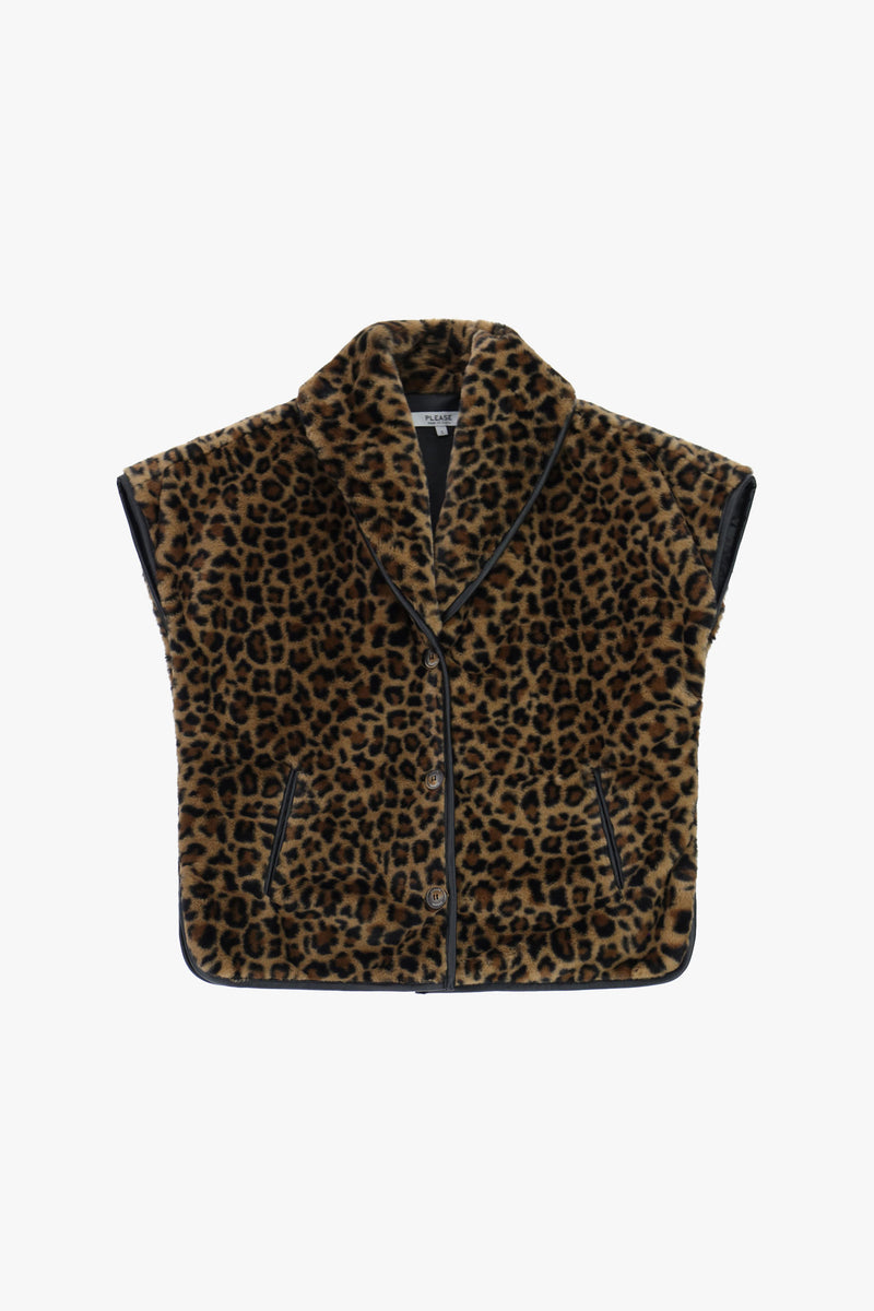 Veste sans manches Please léopard