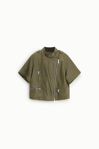 Veste courte esprit biker en simili cuir Imperial Kaki