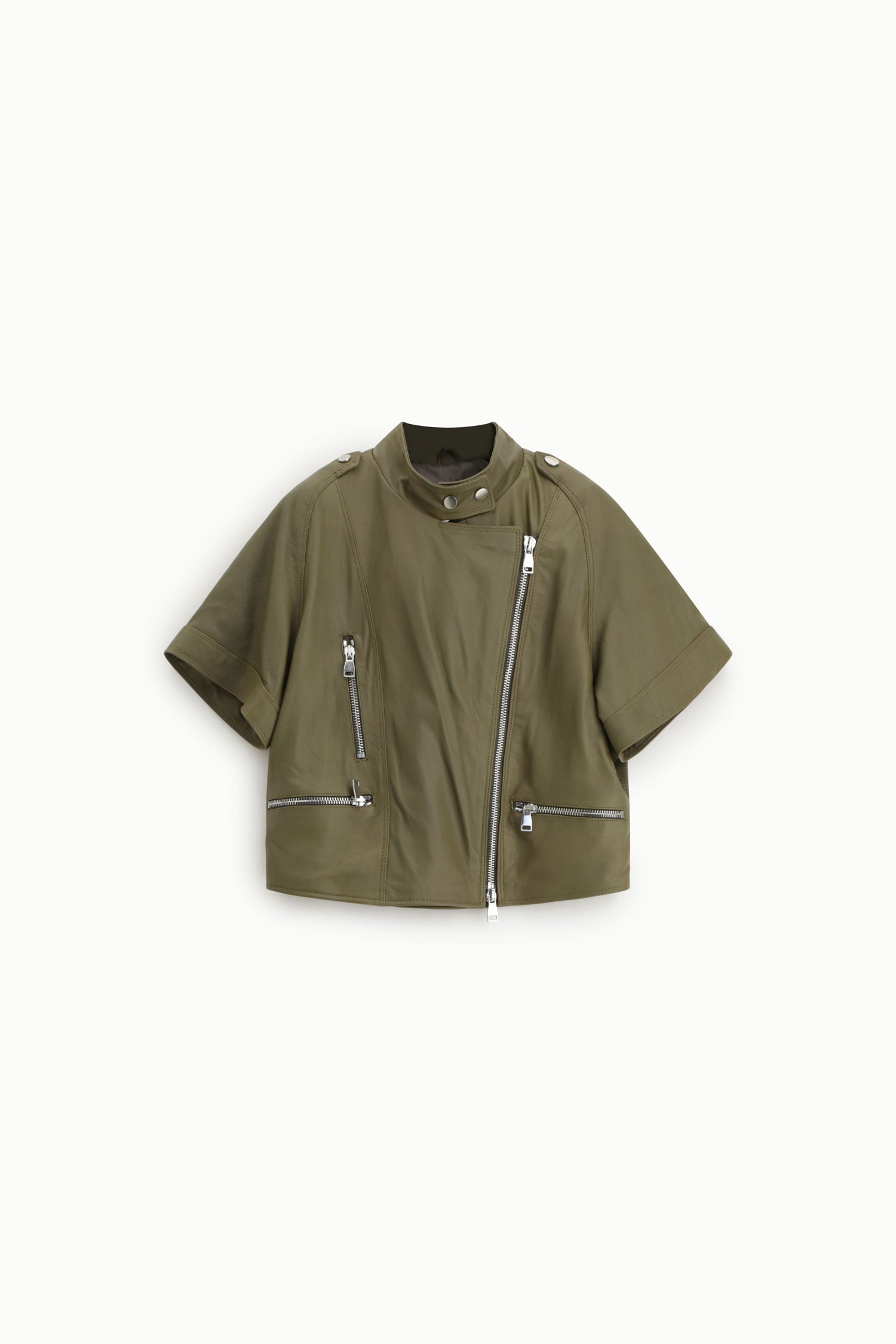 Veste courte esprit biker en simili cuir Imperial Kaki