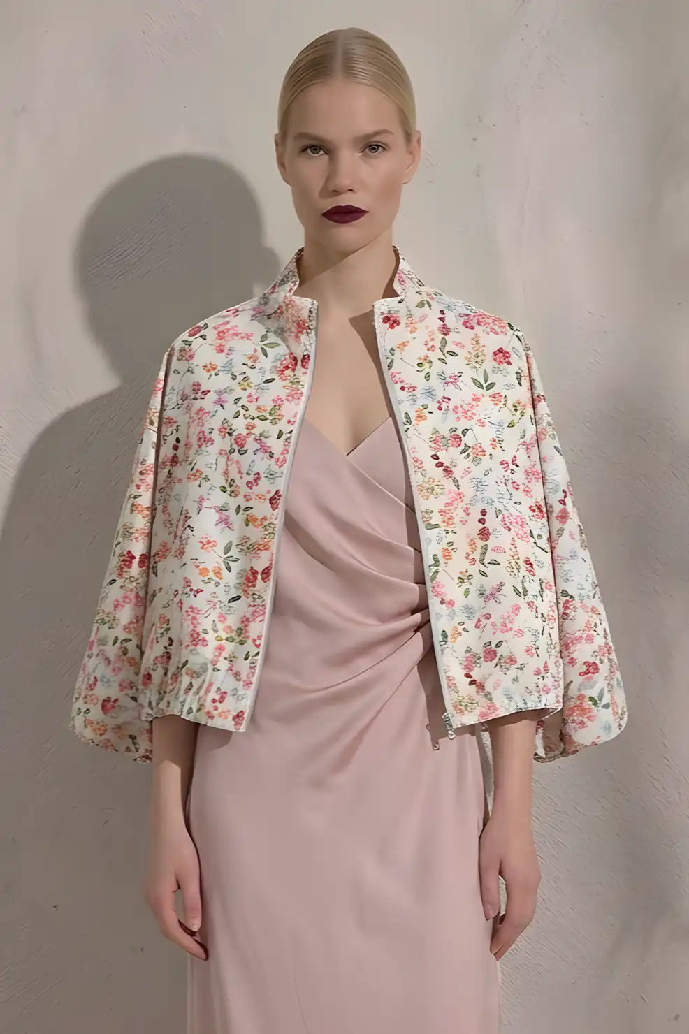 Veste zippée Imperial fleurie à col montant