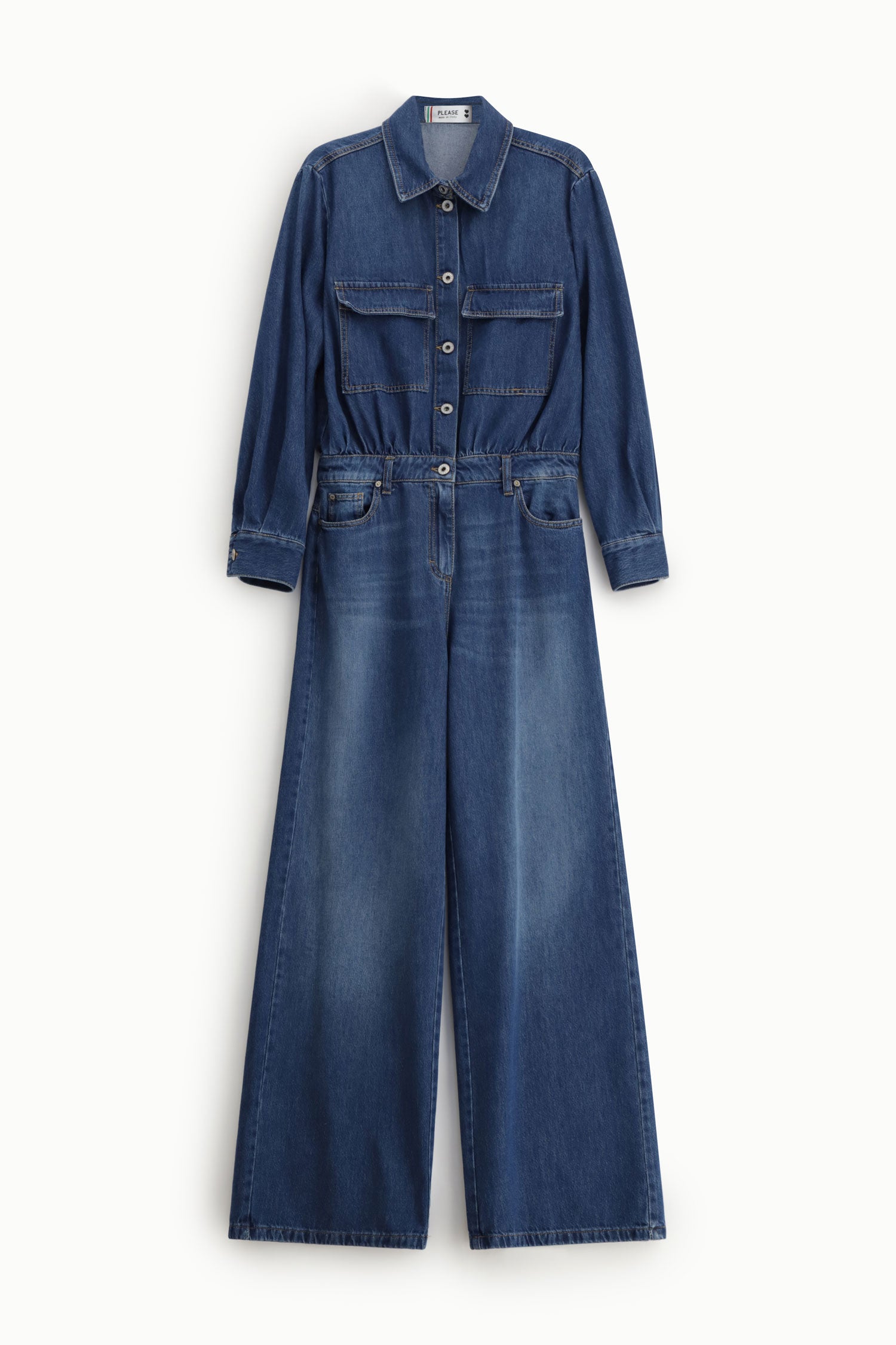 Combinaison Please jean large Blu Denim