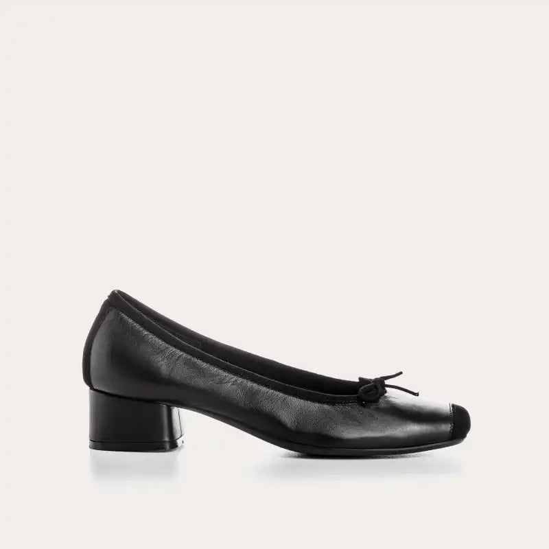 Ballerines à talons Reqins Kyriel Cuir/Cuir Velours Noir