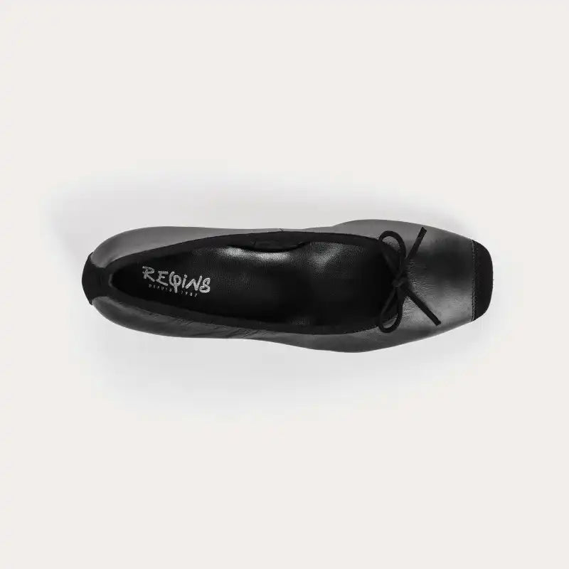 Ballerines à talons Reqins Kyriel Cuir/Cuir Velours Noir