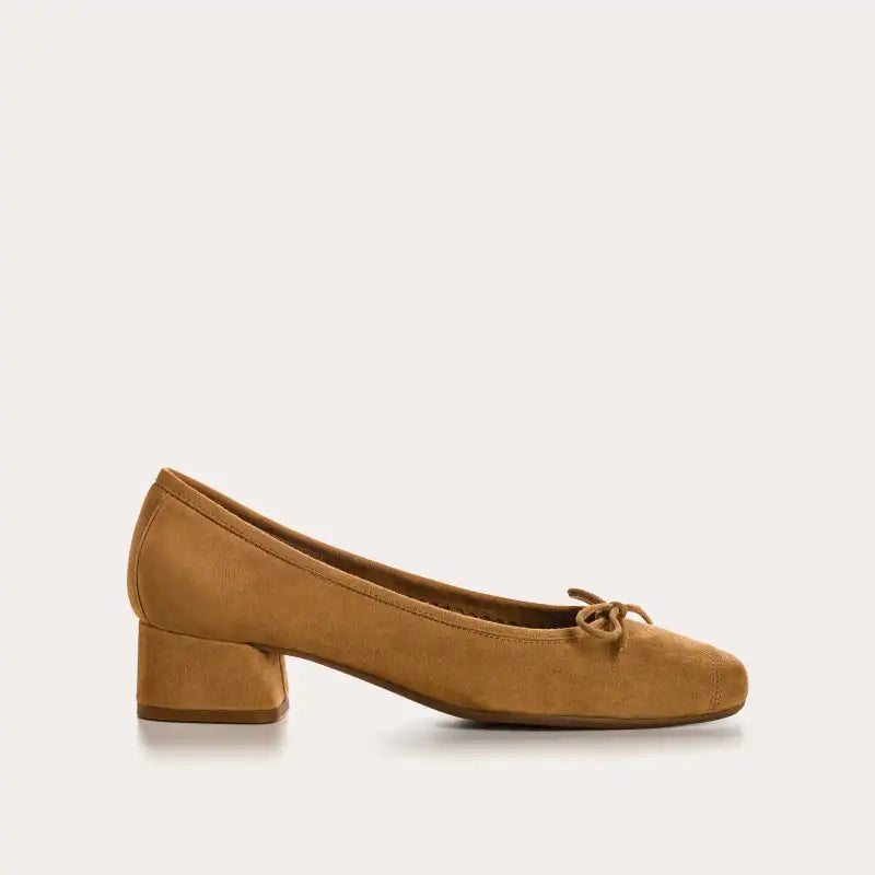 Ballerines à talons Reqins Kyriel Cuir Velours Camel