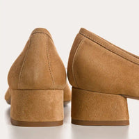 Ballerines à talons Reqins Kyriel Cuir Velours Camel